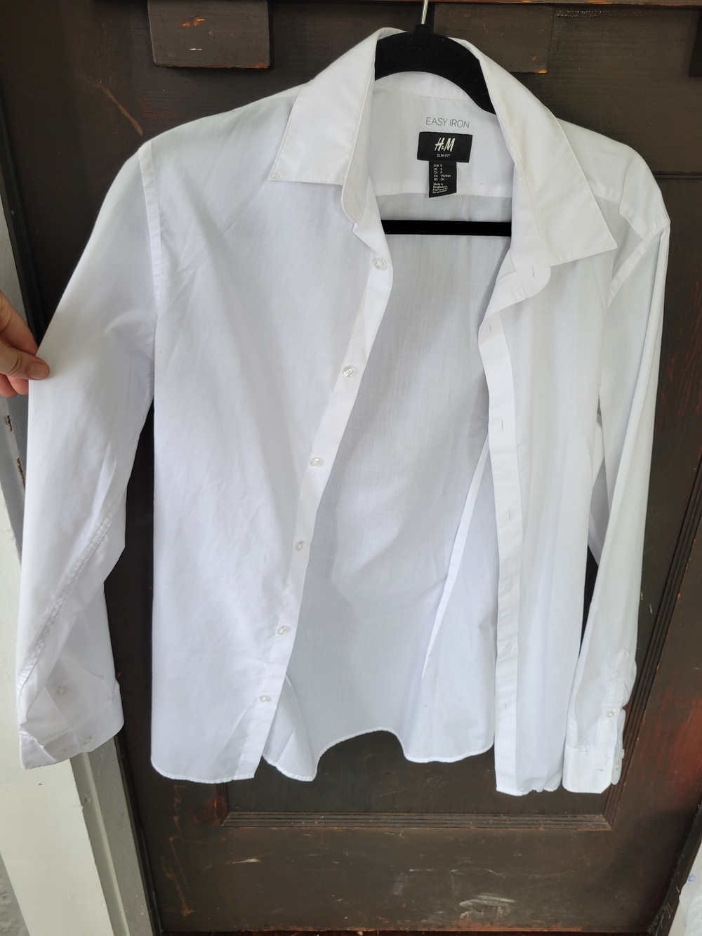 H&M White Long-Sleeve Dress Shirt Size Small